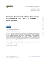 DSpace at VNU: Production of associated Y and open charm hadrons in pp collisions at root s=7 and 8 TeV via double parton scattering