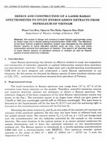 DSpace at VNU: Design and construction of a laser raman spectrometer to study hydrocarbon extracts from petroleum of Vietnam