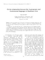 DSpace at VNU: On the relationship between the Aưstroasiatic and Austronesian languages in Southeast Asia