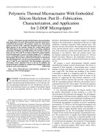 DSpace at VNU: Polymeric thermal microactuator with embedded silicon skeleton: Part II - Fabrication, characterization, and application for 2-DOF microgripper