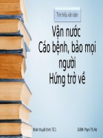 VẬN NƯỚC, CÁO BỆNH BẢO MỌI NGƯỜI, HỨNG TRỞ VỀ (Nâng cao)