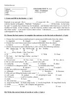 bai kiem tra 45 phut tieng anh 8 bai so 1 58153