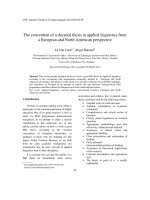 DSpace at VNU: The convention of a doctoral thesis in applied linguistics from a European and North American perspective