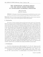 DSpace at VNU: The Approximate Controllability for the Linear System Described by Generalized Invertible Operators