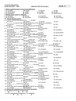 Đề kiểm tra và đáp án môn Anh 3 khối giữa kỳ 1 (Ngày thi: 13 11 và 17 11) | THPT Trung Giã