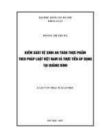 Kiểm soát vệ sinh an toàn thực phẩm theo pháp luật việt nam và thực tiễn áp dụng tại quảng bình 