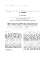 DSpace at VNU: Kinh nghiệm hình thành và phát triển chợ truyền thống Moran của Hàn Quốc