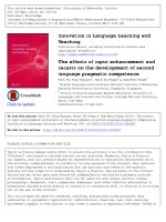 DSpace at VNU: The effects of input enhancement and recasts on the development of second language pragmatic competence