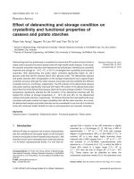 DSpace at VNU: Effect of debranching and storage condition on crystallinity and functional properties of cassava and potato starches