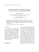 DSpace at VNU: Should an ESP Course be Specific or General? A Literature Review of the Specificity Debate