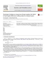 DSpace at VNU: The Brunk–Prokhorov strong law of large numbers for fields of martingale differences taking values in a Banach space