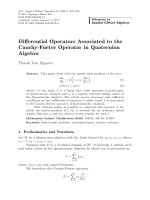 DSpace at VNU: Differential Operators Associated to the Cauchy-Fueter Operator in Quaternion Algebra