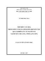 Tiếp biến văn hóa trong bối cảnh gia đình hỗn hợp dân tộc (qua nghiên cứu về người Tày tại huyện Chi Lăng, tỉnh Lạng Sơn) (LA tiến sĩ)