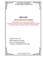 SKKN giải pháp nâng cao chất lượng dạy học thể thao tự chọn môn bóng chuyền cho học sinh  trường THPT lý nhân tông 