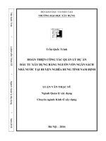Hoàn thiện công tác quản lý dự án dầu tư xây dựng bằng nguồn vốn ngân sách nhà nước tại huyện Nghĩa Hưng tỉnh Nam Định