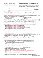 ĐỀ KIỂM TRA HỌC KỲ I NĂM HỌC 2017  2018 MÔN SINH LỚP 12 Mã đề 006