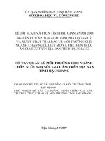 Nghiên cứu áp dụng các giải pháp quản lý và xử lý chất thải bảo vệ môi trường cho ngành chăn nuôi, giết mổ và chế biến thức ăn gia súc trên địa bàn tỉnh hậu giang 