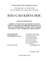 Báo cáo khoa học thuyết minh đề tài nghiên cứu đề xuất giải pháp xây dựng công cụ tin học ENVIMHG hỗ trợ công tác quản lý môi trường tại hậu giang trong giai đoạn công nghiệp hóa, hiện đại hóa  