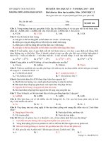 ĐỀ KIỂM TRA HỌC KỲ I NĂM HỌC 2017  2018 MÔN SINH LỚP 12 Mã đề 011