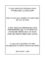 Ủ rác thải gia đình bằng nấm trichoderma spp  và vi sinh vật có ích để trồng rau an tòan ở huyện phụng hiệp, tỉnh hậu giang (tt) 