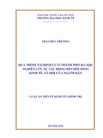 DSpace at VNU: Quá trình tái định cư ở thành phố Hà Nội: Nghiên cứu sự tác động đến đời sống kinh tế, xã hội của người dân