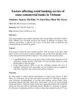 DSpace at VNU: Factors affecting retail banking service of some commercial banks in Vietnam