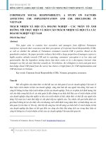 DSpace at VNU: CORPORATE SOCIAL RESPONSIBILITY: A STUDY ON FACTORS AFFECTING CSR IMPLEMENTATION AND CSR DISCLOSURE IN VIETNAM 6Pham Duc Hieu