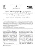 DSpace at VNU: Influence of P substitution for B on the structure and properties of nanocrystalline Fe73.5Si15.5Nb3Cu1B7-xPx alloys