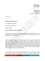 Mẫu đơn xin việc bằng Tiếng Anh ngành GIÁM SÁT SẢN XUẤT