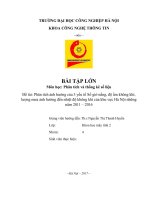 BÀI TẬP LỚN phân tích và thóng kê số liệu khu vực Hà Nội về ảnh hưởng của nhiệt độ kk