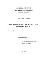 DSpace at VNU: Mô hình Markov ẩn và ứng dụng trong nhận dạng tiếng nói