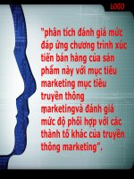 Đánh giá mức đáp ứng chương trình xúc tiến bán hàng của sản phẩm này với mục tiêu marketing mục tiêu truyền thông marketing