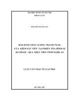 Bảo đảm chất lượng tranh tụng của kiểm sát viên tại phiên tòa hình sự sơ thẩm – qua thực tiễn tỉnh nghệ an 