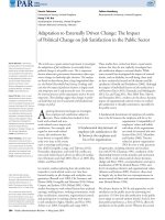 DSpace at VNU: Adaptation to Externally Driven Change: The Impact of Political Change on Job Satisfaction in the Public Sector