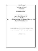 Đánh giá công tác quản lý thu Ngân sách xã, phường trên địa bàn thành phố Bắc Ninh (Khóa luận tốt nghiệp)