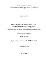 DSpace at VNU: Thực trạng lao động - việc làm của người dân sau tái định cư (Nghiên cứu trường hợp tại Khu kinh tế Dung Quất tỉnh Quảng Ngãi)