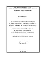 DSpace at VNU: Phân tích các phương tiện ngôn ngữ sử dụng trong các tiêu đề báo chí (Tiêu đề các bài báo của tờ « Le Monde )