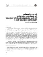 DSpace at VNU: Ngôn ngữ và văn hoá: những tương đồng và khác biệt trong cách thể hiện lời phàn nàn của người Việt và người Trung Quốc học tiếng Việt