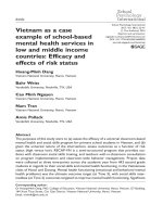 DSpace at VNU: Vietnam as a case example of school-based mental health services in low and middle income countries: Efficacy and effects of risk status