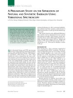 DSpace at VNU: A PRELIMINARY STUDY ON THE SEPARATION OF NATURAL AND SYNTHETIC EMERALDS USING VIBRATIONAL SPECTROSCOPY