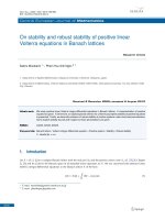 DSpace at VNU: On stability and robust stability of positive linear Volterra equations in Banach lattices