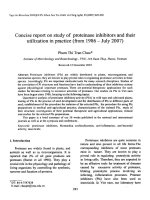 DSpace at VNU: Concise report on study of proteinase inhibitors and their utilization in practice (from 1986 - july 2007)