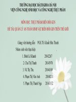 TIỂU LUẬN QUẢN LÝ AN TOÀN SINH VẬT BIẾN ĐỔI GEN TRÊN THẾ GIỚI