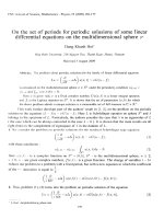 DSpace at VNU: On the set of periods for periodic solusions of some linear differential equations on the multidimensional sp Sn