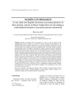 DSpace at VNU: A case study into English classroom assessment practices in three primary schools in Hanoi: Implications for developing a contextualized formative assessment practice framework