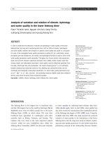 DSpace at VNU: Analysis of variation and relation of climate, hydrology and water quality in the lower Mekong River