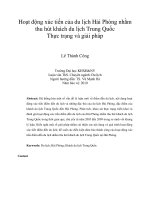 DSpace at VNU: Hoạt động xúc tiến của du lịch Hải Phòng nhằm thu hút khách du lịch Trung Quốc Thực trạng và giải pháp