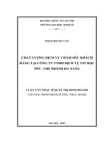 DSpace at VNU: Chất lượng dịch vụ chăm sóc khách hàng tại Công ty TNHH Dịch vụ tin học FPT – Chi nhánh Đà Nẵng