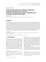 DSpace at VNU: Exact outage analysis of underlay cooperative cognitive networks with maximum transmit-and-interference power constraints and erroneous channel information