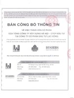 Thông báo bán đấu giá cổ phần của Tổng Công ty Xây dựng Hà Nội - CTCP tại Công ty Cổ phần Đầu tư Lạc Hồng 01. CBTT Lac Hong